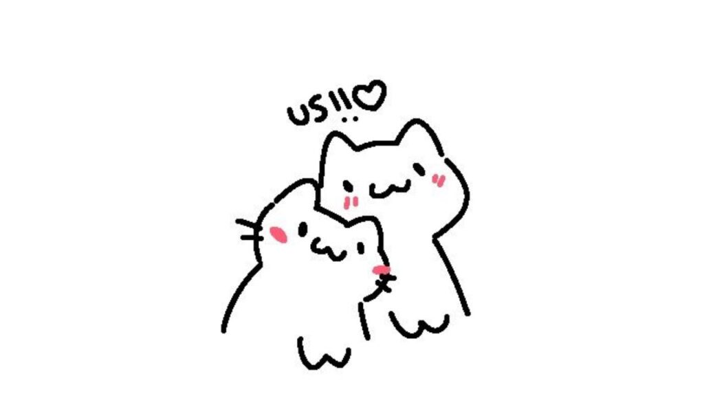 animated cat couple acting cute