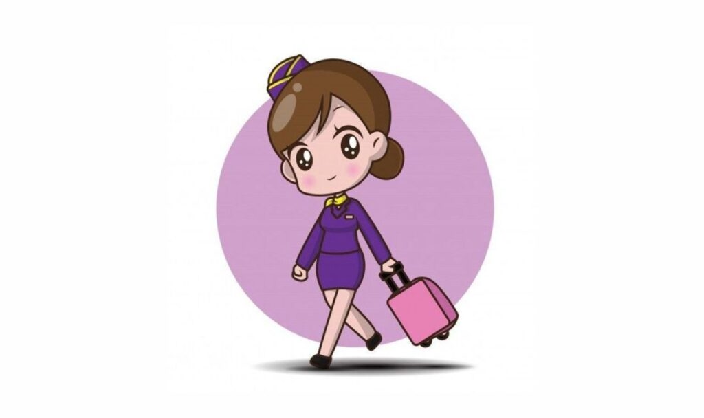 air hostess with her luggage